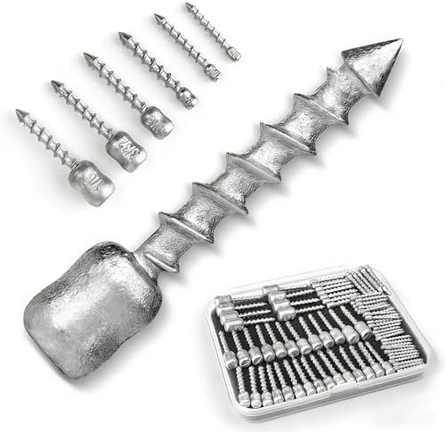 60/80-PCs Hard Alloy Screw Nail Weights, Stamped Insert Bass Fishing Sinkers, Assortment 6 Sizes for Neko Rig/Hover Rig&Wacky Worm Rig by OJYDOIIIY