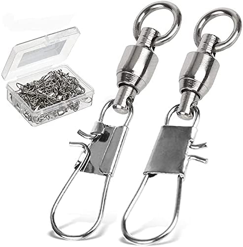 AMYSPORTS Fishing Swivels with Interlock Snap Ball Bearing Swivels Fishing Snap Swivels Saltwater Freshwater Fishing Tackle Leader Lure Jigs Line Fishing Connector by AMYSPORTS