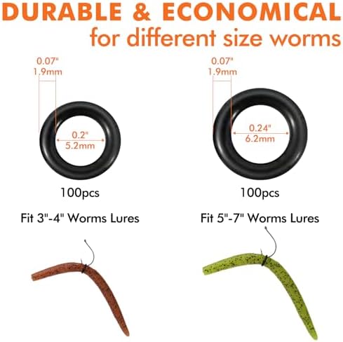 TRUSCEND Gradient Fishing Wacky Rig Tool with Silicone O Rings 210Pcs for 3"-4" and 5"-7" Fishing Worm Lures, Ultra-Smooth Downriggers Tube for Easy Installation and Great Protection of Stick Bait - Image 5