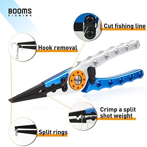 Booms Fishing X1 Aluminum Fishing Pliers Saltwater, Surf Fishing Tackle Kit, Fishing Multitool Hook Remover Braided Fishing Line Cutting and Split Ring with Coiled Lanyard and Sheath - Image 3