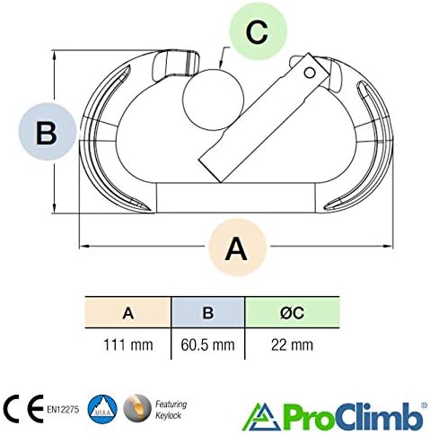 Oval Aluminum Carabiner Straight Gate Keylock 7kN - Image 3