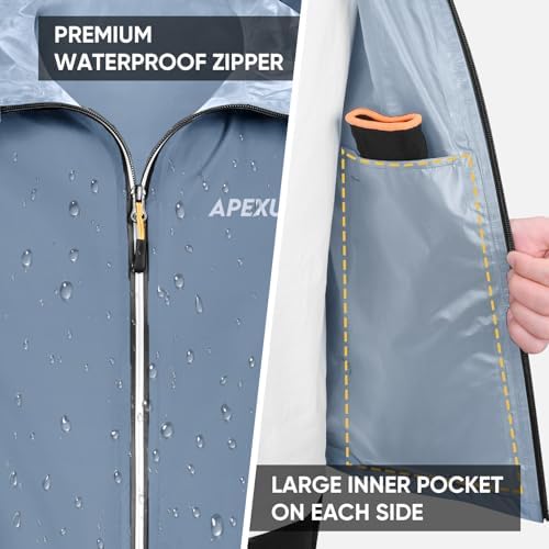 APEXUP Packable Rain Jacket Men Waterproof Lightweight Raincoat with Hood - Image 4