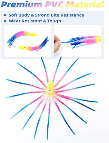 BLUEWING Trolling Squid Skirts Fishing Saltwater 2,3,5,8,12 Inch Octopus Lures 1pcs/5pcs - Image 3