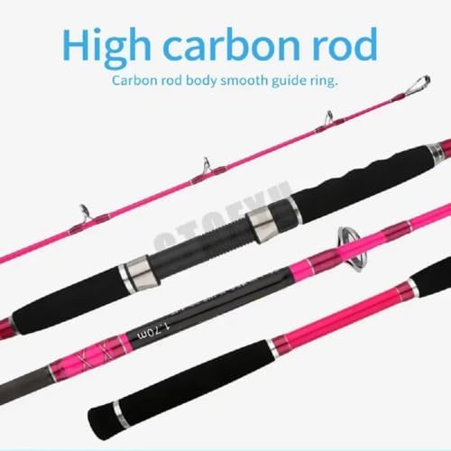 5.6' Travel Slow Jigging Rod 2-Piece Pink Offshore SpinCast 2.8-4.2oz 4-8PE - Image 3