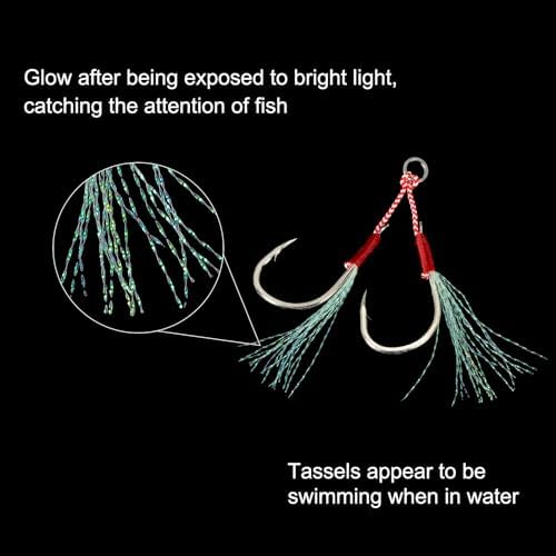 PATIKIL Double Fishing Assist Hooks Kit Glow Jigging Hook Slow Fast Fall Jigs Fishing Hooks for Jigging Lures - Image 4