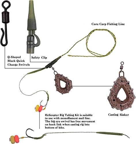 AGOOL Carp Fishing Rig Kit Hair Carp Fishing Accessories Set Flat Pear Sinker Weight with Rolling Quick Change Swivels Hooks Tackle Rigs Set - Image 2