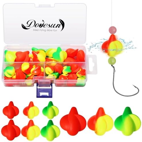 Dovesun 220/104/80/60/54/52/42pcs Pompano Rig Floats for Surf Fishing Foam Bobbers for Fishing Fly Fishing Bobbers Floats Bright Color Kit/Round/Cylindrical/Heart/Bullet/Pill/Spin Shape by Dovesun