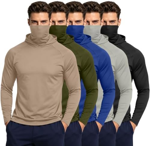 HovSiyla Mens Fishing Hoodie UV Sun Protection Shirts UPF Rash Guard Long Sleeve Shirts Hiking Performance Mesh Face Mask Top by HovSiyla