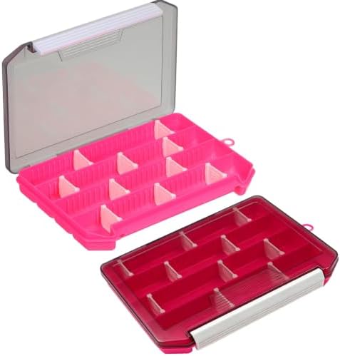 2-Pack Small Fishing Tackle Box, mini fishing lure box with Adjustable Dividers (Pink) by KEESHINE