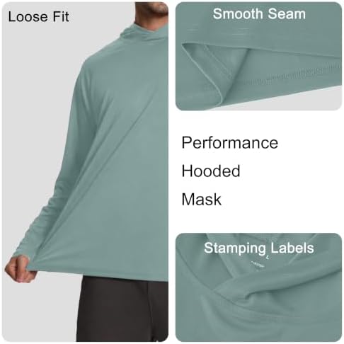 HovSiyla Mens Fishing Hoodie UV Sun Protection Shirts UPF Rash Guard Long Sleeve Shirts Hiking Performance Mesh Face Mask Top - Image 3