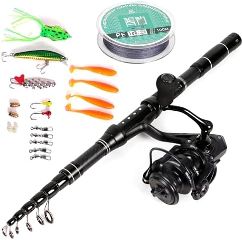 Telescopic Fishing Rod and Reel Combo, Carbon Fiber Collapsible Travel Fishing Pole Kit with Carrier Case & Lures, Anti-Jam Gear for Adults Men Beginners, Freshwater, Saltwater - Image 4
