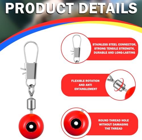 150 Pcs Fishing Line Sinker Slides Fishing Float Connector Rolling Swivels with Interlock Snaps for Catfish Carp Bass, Red Yellow Blue Color Coded 3 Sizes (Large, Medium, Small) - Image 3