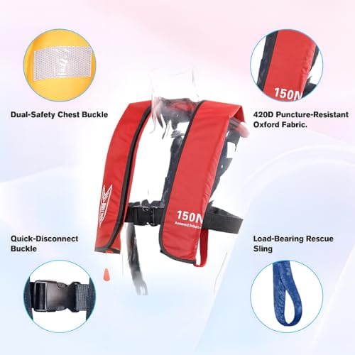 Inflatable-Life-Jacket| Lightweight Life-Vest for Adults| Automatic Inflatable-PFD| Supports up to 300 lbs - Image 4