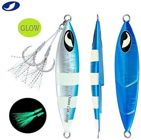 OCEAN CAT Lead Metal Flat Slow Fall Pitch Fishing Jigs Lures Sinking Vertical Jigging Bait with Butterfly Hook for Saltwater Fishing - Image 5