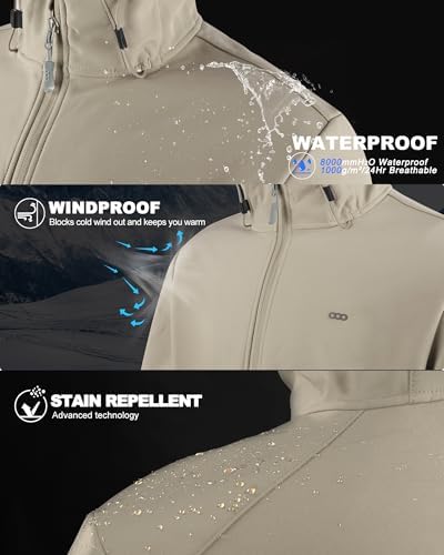 33,000ft Men's Hooded Fleece Lined Rain Shell Jacket Waterproof Lightweight - Image 3