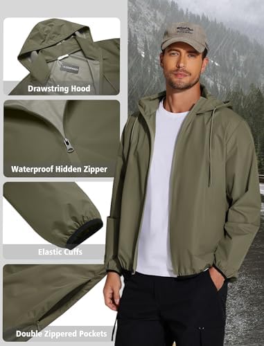 COOFANDY Men's Light Rain Jacket Packable Waterproof Raincoat Windbreaker - Image 4