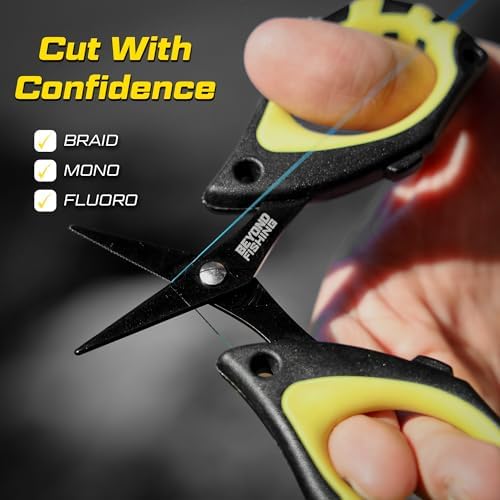 Beyond Fishing - 4.5” Fishing Scissors for Braided Line, Stainless Steel with Serrated Blades, Non Slip Grip, Large Finger Holes Fishing Line Cutter - Image 3