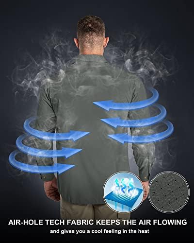33,000ft Men's Long Sleeve Sun Protection Shirt UPF 50+ UV Quick Dry Cooling Fishing Shirts for Travel Safari Camping Hiking - Image 2