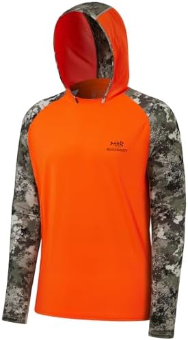 BASSDASH Men’s UPF 50 Performance Fishing Shirt Cooling Hoodie Camo Long Sleeve FS17M by Bassdash