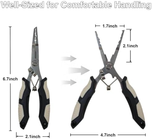 Pro Fishing Pliers 6.7" Split Ring Nose with Safety Lock - Image 7