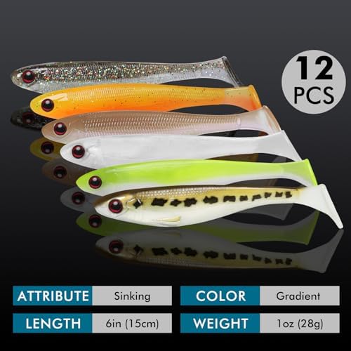 TRUSCEND Shadtale Easy Catch Soft Fishing Lures, Unique Vibration and Action for Various Rigs, Paddle Tail Swimbaits Trailer for Bass, Trout, Crappie, Walleye, Redfish, Saltwater & Freshwater Fishing - Image 2