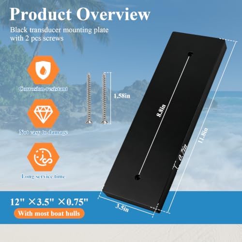 Transducer Mounting Board for Fish Finders & Transducers,12" X 3.5" X 0.75" - Image 2