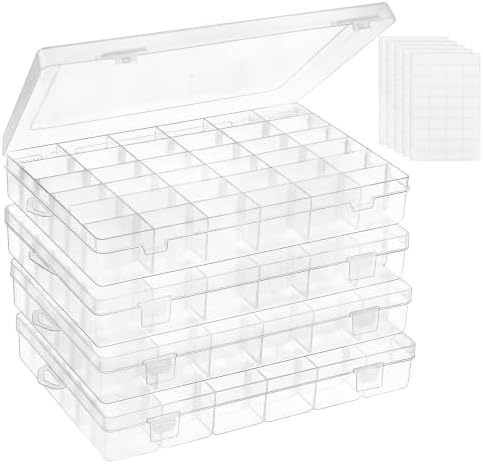 Bead Organizer Storage 4 Pack 36 Grid Jewelry Tackle Craft Box Adjustable by Outuxed