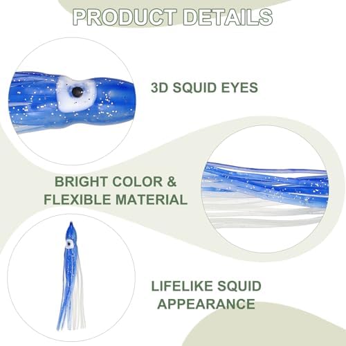 Fishing Squid Skirts, Glow Soft Plastic Trolling Lures Luminous -Fitting for (Bass/Trout/Salmon/Saltwater/Fishing Bait) - Image 3