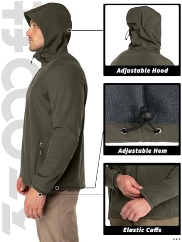 33,000ft Men's Hooded Fleece Lined Rain Shell Jacket Waterproof Lightweight - Image 5