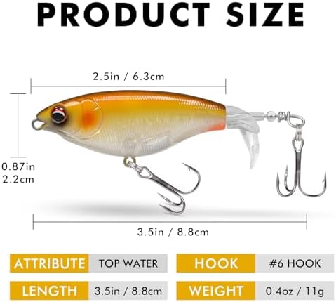 TRUSCEND Top Water Fishing Lures with BKK Hooks, Easy Catch Plopper Lure for Freshwater or Saltwater, Floating Lures for Bass, Pike, Catfish, Surface Wobble PoPobait Bass Baits Fishing Gifts for Men - Image 2