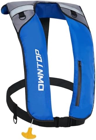 Owntop Manual Inflatable Swim Jacket, D-Ring Attachment, Storage Pocket with Zipper, 24g CO2 Cylinder Included, Low Profile for Kayak, Fishing, Paddle Sports by Owntop