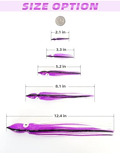 BLUEWING Trolling Squid Skirts Fishing Saltwater 2,3,5,8,12 Inch Octopus Lures 1pcs/5pcs - Image 5