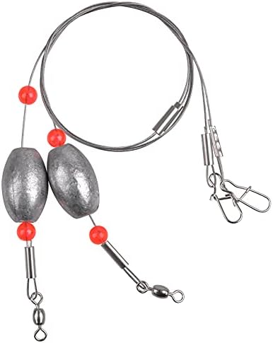 Carolina Saltwater Rigs, 8pcs Flounder Fishing Rigs, Stainless Steel Wire Leader with Egg Sinker Weights, Swivel Snaps for Catfish Grouper Drum Redfish Bottom Surf Fishing by Shaddock+Fishing