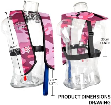 Manual Inflatable Life Jackets for Women,Life Vest for Adults,Preserver PFD for Women,Supports Weight up to 330 pounds - Image 3