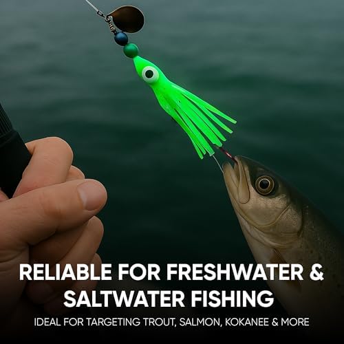 Squid Fishing Hoochies 10 Pack, Glow Kokanee Salmon Trolling Lures - Image 2