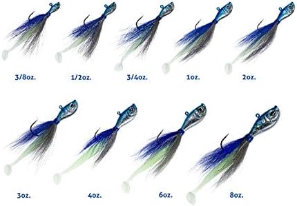 Charlie's Worms Dipper Holographic Bucktail Fishing Lure – Premium Hair Jig for Saltwater & Freshwater Fishing – 3D Holographic Eye, Glow in the Dark Paddle Tail, Hand Tied with Tinsel (3/8 oz - 8oz) - Image 2