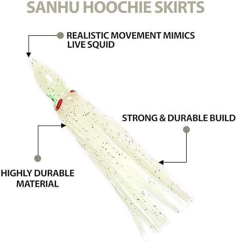 Trolling Squid Skirts, 4.75 Inches, Glow Color, 40 Pcs - Image 4