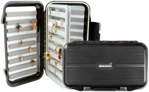 Double Sided Fly Box w/Swing Leaf - Fly Fishing Box - Ice Fishing Jig Box - Durable Large Watertight Case - Holds Hundreds Flies - Streamers, Nymphs, Dry Flies, Wet Flies by COLDWATERFLYFISHING