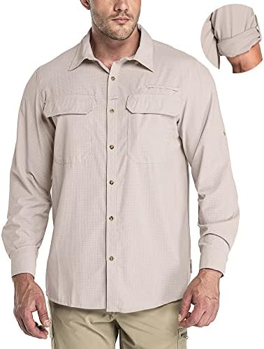 33,000ft Men's Long Sleeve Sun Protection Shirt UPF 50+ UV Quick Dry Cooling Fishing Shirts for Travel Safari Camping Hiking by 33000ft