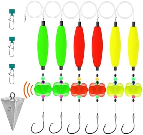 Catfish Rigs Set Pre-Tied Float Rigs – 6 Ready-to-Use Santee Rigs with Sinker Sliders & Pyramid Sinkers, Circle Hooks – Complete Catfish Fishing Tackle Kit for River Lake Bank Fishing by Unknown