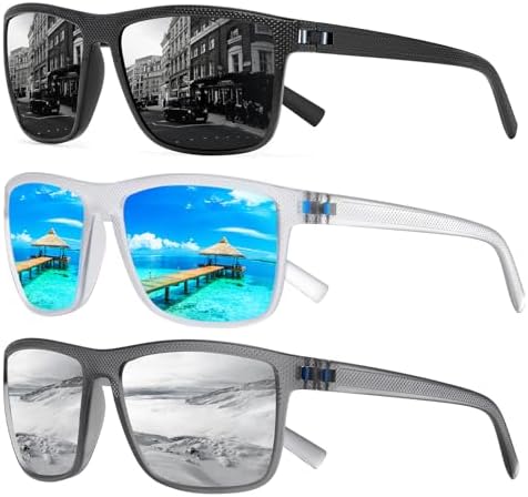 Square Polarized Sunglasses for Men and Women Lightweight Frame Sun Glasses with UV Protection by TURBOPEP