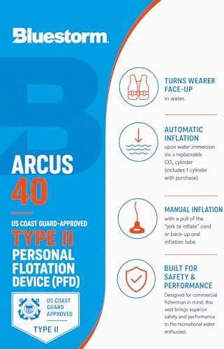 BLUESTORM Arcus 40 Automatic Inflatable PFD Life Jacket for Adults w/Manual Ripcord | US Coast Guard (USCG) Approved Life Vest - Image 5