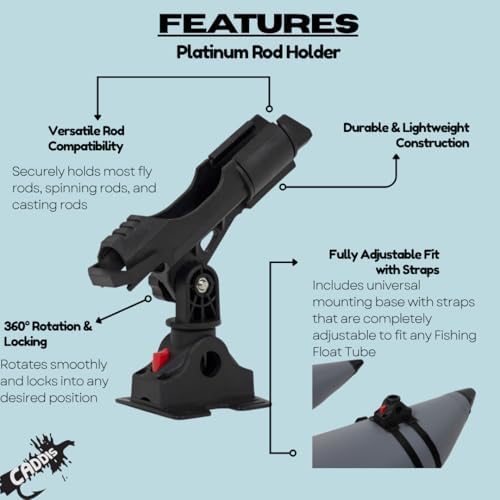 Caddis Sports Rod Holder – Adjustable Fishing Rod Holder for Float Tubes, Pontoon Boats, Fits Fly, Spinning & Casting Rods by Caddis - Image 2