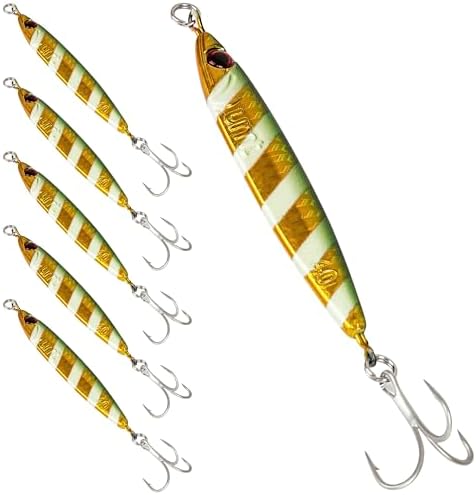 UMT 40g 60g Casting Jig for Sea Bass, Fluke, Porgy, Tautog - Set with Super Sharp Treble Hook, Multi-Colors - Saltwater & Freshwater Compatible Available in Single, 5, 10 Packs by UncleMosTackle