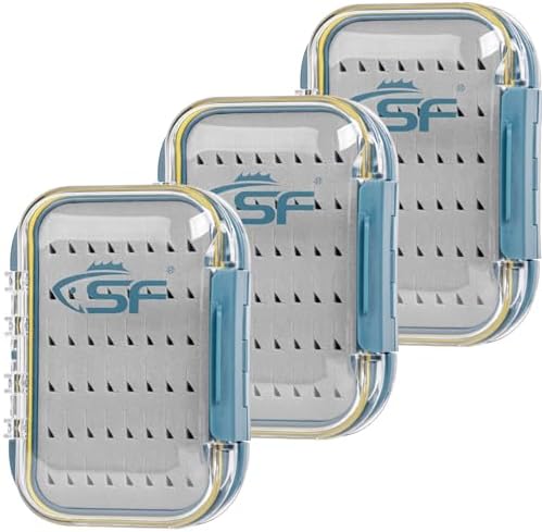 SF Double Sided Waterproof Fly Box With Clear Lid Easy Grip Foam S 3Pcs by SUNSHINEFISHING