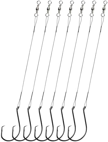 Pre-Rigged Fishing Hooks with Steel Wire Leader, Saltwater 30pcs Catfish Octopus Hooks Rig Anti-Bite Stainless Steel Trace Trout Hooks by YVUDW