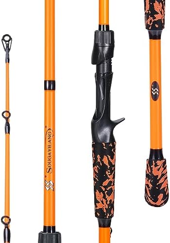 Sougayilang IM7 Graphite Fishing Rod – 2-Piece Casting & Spinning, Medium/Medium Heavy Power, Stainless Steel Guides with Zirconium Rings, EVA Handle & Hook Keeper for Bass, Trout, Walleye, Catfish by Sougayilang