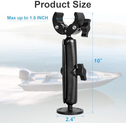 Trolling Motor Stabilizer Mount, 360° Adjustable, for Minn kota Terrova/Riptide Terrova/Ulterra/PowerDrive, Tough-Claw Boat Trolling Motor Shaft Reduces Bounce, Max to 1.5" Diameter Bar - Image 2