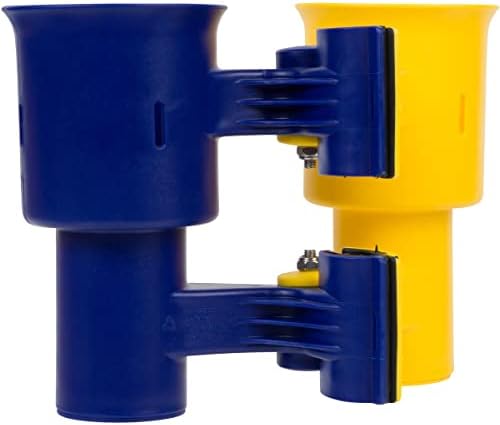 ROBOCUP, (Yellow & Navy), Patented Clamp On Boat Cup Holder |Multifunction Dual Drink Caddy for Fishing Poles, Tools, Net, Gaff |Portable Storage for Boating, Beach, Umbrellas, Golf Carts, Strollers - Image 3
