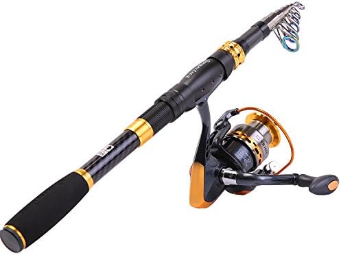 Sougayilang Fishing Rod Reel Combos Carbon Fiber Telescopic Fishing pole with Spinning Reel for Travel Saltwater Freshwater Fishing by Sougayilang